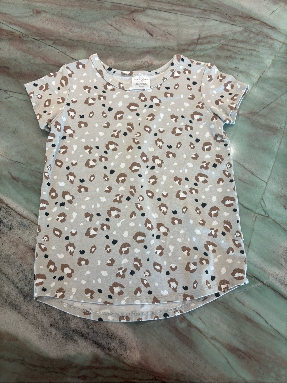 Jax & Lennon Girls' Short Sleeve Leopard Print Tee